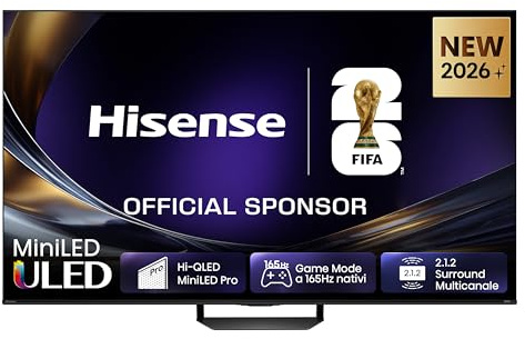 Hisense Smart TV MiniLED 165Hz 85 4K 85U79S PRO | Schermo Anti-Riflesso, Dolby Atmos 2.1.2 By Devialet, VIDAA OS, Dolby Vision IQ, 4 HDMI 2.1, Wifi, BT, AirPlay2, 2026 Model