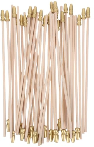 NIYANGLE Lot de 40 Mini Bâtons de Drapeau en Bois Embout Doré, 25 Cm, Mât de Drapeau à Manivelle pour Célébration, Accessoires Festifs pour Événements Sportifs et Réunions,