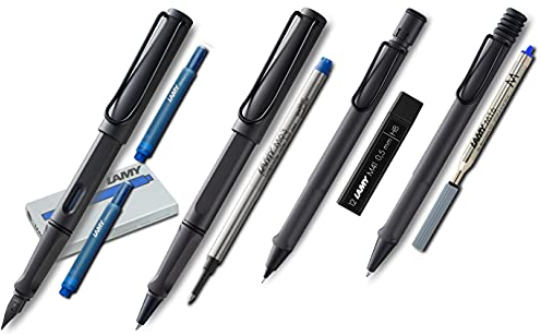 Lamy Safari Set [F?ller + Kugelschreiber + Tintenroller + Bleistift] (inkl. Ersatzminen + Patronen, Umbra)