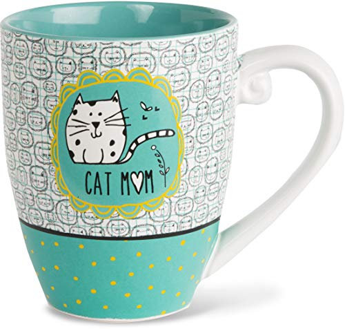 It's Cats & Dogs Cat Mom Cermaic Extra Large Coffee Mug Tea Cup 20 oz, Ceramic, Teal, 20oz