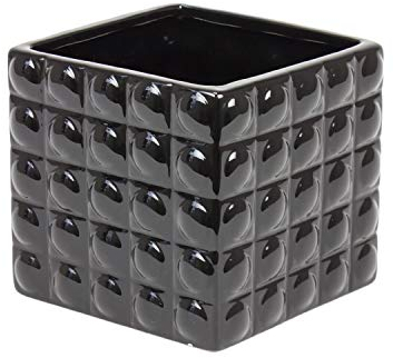 Piano carre 14 cm cache-pot en ceramique original design pot de fleur en noir