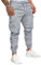 SOMTHRON Herren Elastische Taille Gürtel Baumwolle Jogging Sweat Hosen Plus Size Mode Lange Sports Cargo Hosen Shorts mit Taschen Joggers Activewear Hosen, L, Grey