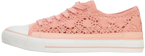 Große Damenschuhe, Sneaker in Übergröße Nina, Sneaker in Übergröße Häkeloptik, (44 EU, Nina Coral)
