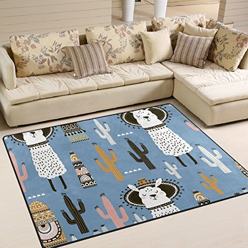yibaihe Große Fläche Teppiche Kaktus und Alpaka Gedruckt, leicht Rutschfeste antistatisch wasserabweisend Boden Teppich für Wohnzimmer Schlafzimmer Home Deck, 160 x 122 cm