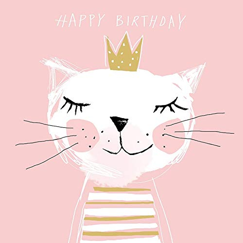 Geburtstags-Servietten Happy Birthday Princess rosa mit Katzen-Motiv - Geburtstags-Deko/Tisch-Deko Geburtstag Mädchen Prinzessin Krone Frau Kätzchen Mottoparty (40 Servietten)