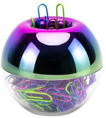 Regenbogen-Büroklammer-Halter, mittelgroß, holografische Büroklammer-Spender, 28 mm, bunte Büroklammern für Schreibtisch-Organizer, Zubehör, 100 Stück, Regenbogenfarben