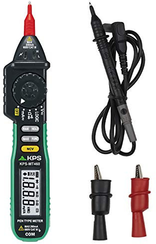 KPS-MT460 Multimetro digitale portatile a penna con NCV (rilevamento senza contatto) Tester elettrico 2000 conteggi AC/DC Tensione 600V Corrente 200mA Resistenza 20MΩ Test diodo e continuità