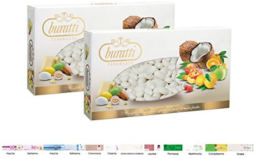 Confetti Buratti Mix Frutta  Tenerezze  Bianco 2 kg + 100 Bigliettini Bomboniera