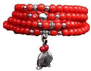 ZHIBO 10 mm dyed perles corail rouge bouddhiste tibétain 108 prière collier de perles gourd mala bracelet de prière pour la méditation