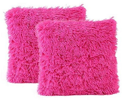 FeiliandaJJ 2er Set Dekorativ Kissenbezug 40x40cm,Einfarbig Plüsch Weich Kopfkissenbezug Kissenhülle,Sofakissenbezüge Pillowcase 16x16 für Couch Wohnzimmer Sofa Bed Auto (Rosa)
