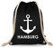 Turnbeutelliebe® Turnbeutel mit Motiv - Hamburg Anker - Baumwolle schwarz - Sportbeutel - Rucksack - Stoffbeutel - Gym Bag - ca. 12 Liter - 37 x 46 cm