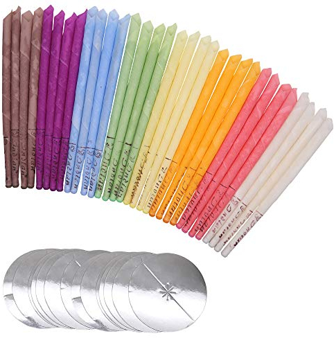 Ear Candles 32pcs Natural Ear Candles Beeswax Candling Cones,with 16 Protective Disks,Ear Wax Remover Candles Kit with Natural Organic Beeswax (32 pcs)