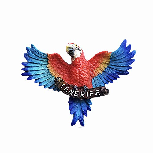 Spanien Teneriffa 3D Aras Papagei Souvenir Kühlschrankmagnet, Geschenk, handgefertigt, Heim- und Küchendekoration, Teneriffa-Kühlschrank-Magnet-Kollektion