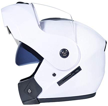 N/A Retro Motorradhelm Doppelvisier Integralhelm Mofahelme Klapphelm mit Sonnenblende für Damen und Herren - Weiß | Transparent, L