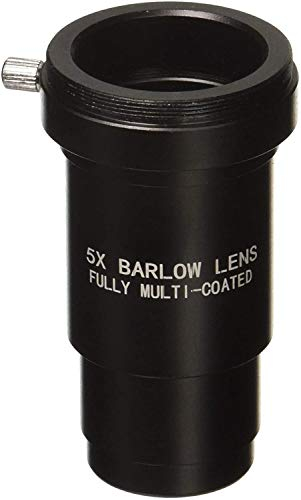 SOLOMARK 1.25 Inch 5X Fully Blackened Metal Barlow Lens/T Adapter for Telescopes - Accept 1.25inch Filters-Also Can Be Used for Astronomical Photography - Coated