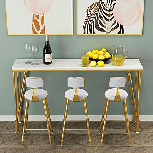 YUDE Marmor-Stehtisch, Esszimmer Langer Beistelltisch mit Metallrahmen, verwendet in Wohnzimmer, Küche, Nagelstudio, Milchtee-Shop (Größe 100/120/140 cm optional)