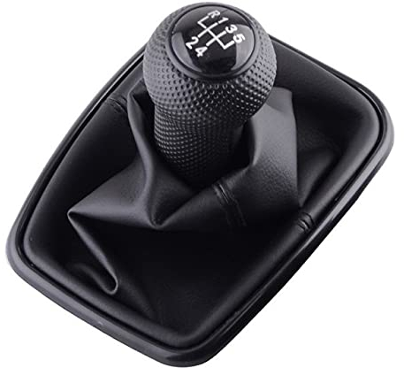 NICOLIE 5/6 Gang Schaltknauf Hebel Shifter Gaitor Stiefel Pu Leder Kompatibel Mit Vw 2003-2008 Golf 4 Iv Mk4 GTI R32 Jetta - 5-Gang-Schwarz