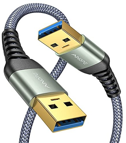 AINOPE USB to USB Cable, USB 3.0 A to A Male to Male Cable [Never Rupture] Double End Type A Cord Compatible with Hard Drive Enclosures, KVM, DVD Player, TV, Laptop Cooler,6.6Ft/Grey, 1 Pack