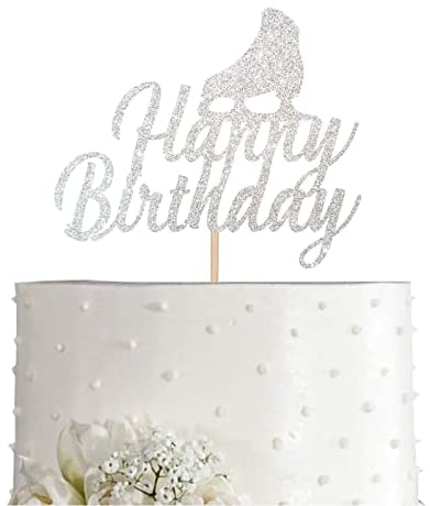 Silver Ice Skating Cake Topper, Silver Glitter Girl Ice Skate Birthday Party Decoration