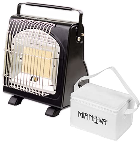 Mianova 2 in 1 Keramik Gas Camping Heizung Kocher 1,7KW Heizstrahler Gasheizung Campingkocher Gaskocher Anzünder Grillanzünder Butan Glasflaschen + Kühltasche