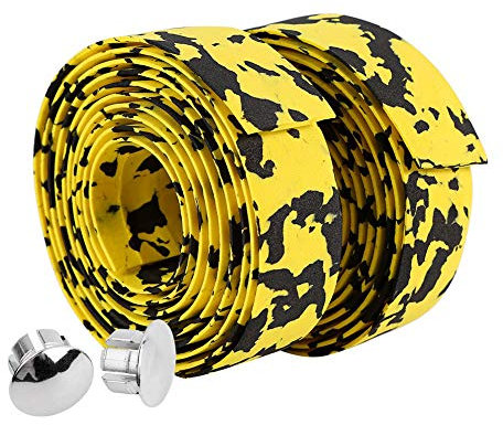 Joyzan 2 Pièces Ruban Guidon Vélo Barre, Rouleaux Ruban Adhérence Mousse Caoutchouc Route avec Bouchons D'extrémité Guidoline Bicyclette Bande Ceinture Tape Antidérapant Absorbant Cintre Montagne