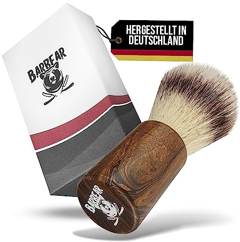 Barbear Rasierpinsel aus Deutschland - Extra pflegeleichte und weiche Borsten inkl. komfortablem Griff - Schlägt Rasierschaum im Handumdrehen auf