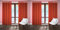 Tidy Schlaufenvorhang aus Baumwolle, gestreift, 4 Stück (rot mit gelber Farbe, lange Tür, 2,9 m Länge x 1,2 m Breite)