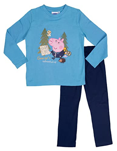 Peppa Wutz Schlafanzug für Jungen - George's Adventures Pyjama lang Kinder Oberteil und Hose Blau (as3, Numeric, Numeric_98, Numeric_104, Regular, 98-104)