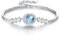 Damen Armbänder 925 Sterling Silber Verstellbar Funkeln Aquamarin Prinzessin Diana Armband Frauen Schmuck Geschenke für Mama Frau Mädchen mit exquisiter Geschenkbox
