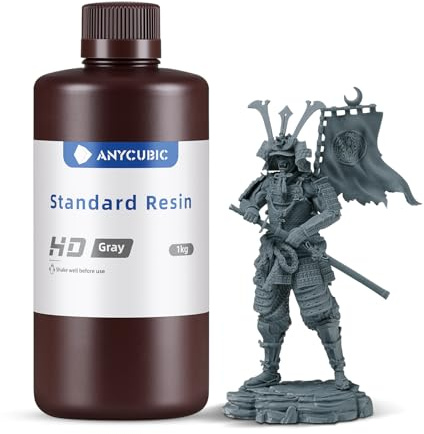 ANYCUBIC Standard 3D Printer Resin, 1000g, HD-Gray | LCD UV 405nm Rapid Photopolymer 3D Resin for 6K/8K/12K/14K LCD 3D Printers
