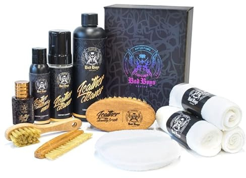 RR Customs Bad Boys Leather Care Set Premium GROßES Leder Reiniger SET Lederpflege Set viel Zubehör 150ml