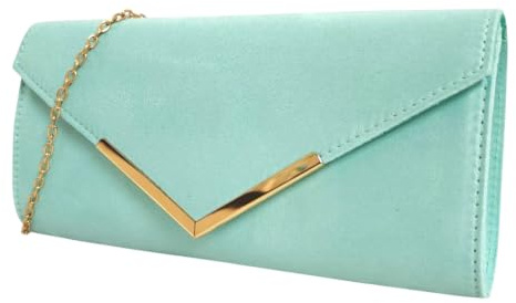 UShopUK Bolso de mano liso de ante para novia, graduación, boda, noche, fiesta