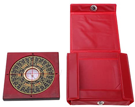 misppro Chinesischer Fengshui-Kompass Luo Pan Fengshui Werkzeug quadratisch mit Aufbewahrungsbox Sammlerstücke für Heimdekoration – 8 x 8 cm
