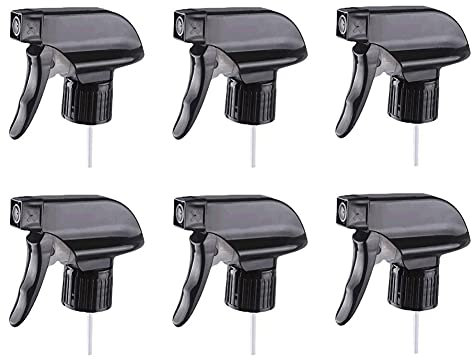 6PCS Spray Bottle Replacement Nozzle Heavy Duty Plastic Mist Spray & Stream Sprayer Black Tops Standard Mist Spray Trigger Nozzles Stream Head Fit for 8oz/16oz Bottles Boston Round 28/400 Neck Bottle