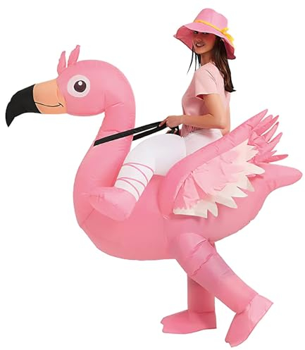 AirSuit® Travestimento gonfiabile da fenicottero rosa | Costume | Taglia adulto 160 a 190cm| Realizzato in poliestere altamente resistente| Sistema di gonfiaggio incluso| Animale gigante| OriginalCup