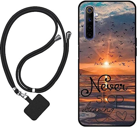 Sunrive Funda Compatible con Realme 6 Pro,Slim Fit Gel Mate Carcasa Case Bumper de Impactos y Anti-Arañazos Espalda Cover (Mar,Sol,Gaviotas)+1 X Correa Universal