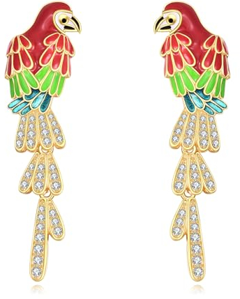 Vogel-Ohrringe Sterling Silber Papagei baumeln Stude Ohrringe Vogel Schmuck Geschenke für Vogelliebhaber Frauen Mädchen