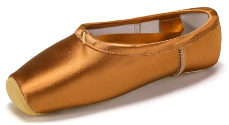 SWDZM Ballett Spitzenschuhe Ballettschläppchen Tanzschuhe mit dem genähten Band und Zehenpads für Mädchen,Bronzo,Ledersohle,43 EU
