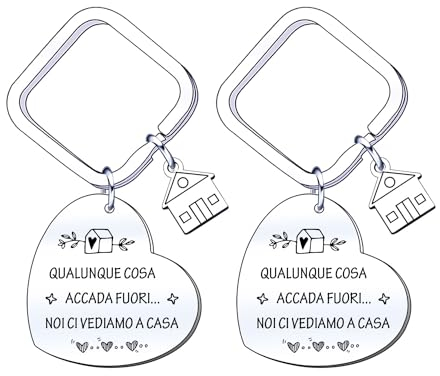 YJYJZX Portachiavi Casa Nuova in Acciaio Inossidabile Portachiavi Personalizzato con Ciondolo Casetta e Chiavi Argento Porta Chiavi Incisione Ci Vediamo a Casa per Lei Lui Mamma Papà (1)