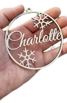 Weihnachtskugel aus Holz, Namensgravur, Weihnachtsbaumdekoration, Personalisierte Weihnachtsverzierung, Weihnachtsanhänger, Ornamente, Weihnachtskugel mit Namen