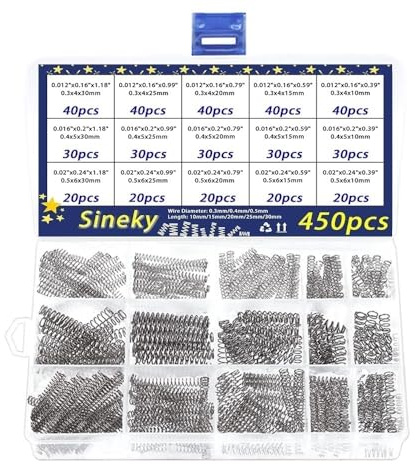 Cilky 450 Stück kleine Stiftfedern, Druckfeder-Sortiment-Set, Druckfedern aus Edelstahl 304 Small Springs Compression