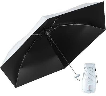 MJOFFIN Mini paraguas compacto para bolso, ligero, plegable y UV para lluvia, adecuado para mujeres, niñas, niños (azul pálido)