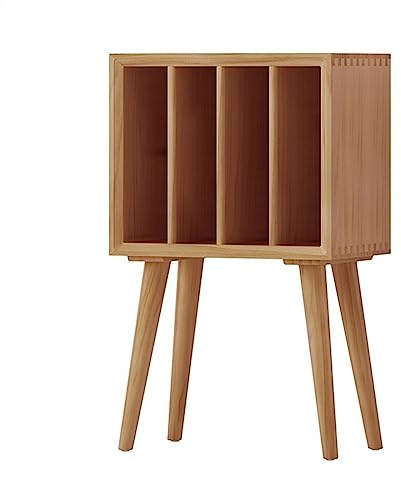 Schallplattenständer Plattenspielerständer, Vinyl-Schallplatten-Aufbewahrungstisch mit 4 Schränken, Retro-Plattenspielerständer aus Kiefernholz, Nachttisch for Schlafzimmer, Wohnzimmer, Büro Schallpla