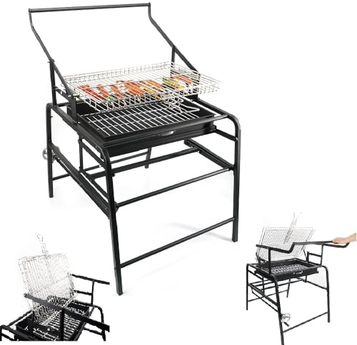 XZEIT 360 ° Grillas de carbón giratorias, Parrilla BBQ Smoker Portable Grill de Acero Inoxidable Grill de Charbroil para Acampar Picnics Garden Beach Party Cooking Outdoor Grill