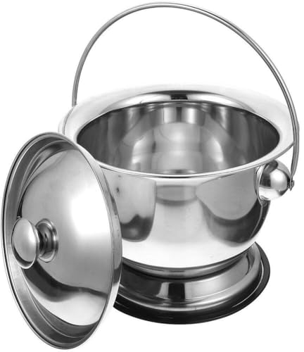 Muteitt Nachttopf, Edelstahl-spucknapf Deckel, Tragbare Urintöpfe, Urin-bettpfanne, Kammerflasche, Töpfchen-Eimer Für Ältere Menschen, Erwachsene, Kinder