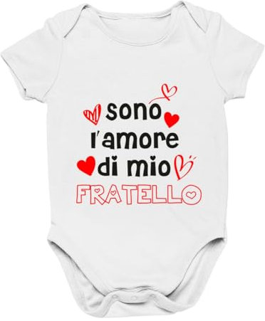 Social Crazy Body Bimbo Bimba Neonato Pigiama - Sono l’amore di mio fratello - Humor Divertenti Infanzia Nascita Neonato Made in Italy (Rosa, 9 mesi)