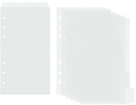 A6 Ordner-Trennblätter, mattierter Kunststoff, blanko, 6 Registerkarten, oben 3 Register, Planer-Einsätze, 9 Blatt, nachfüllbare Seitenschutzfolien für 6-Ringbuch, Notizbuch, 2 Stück