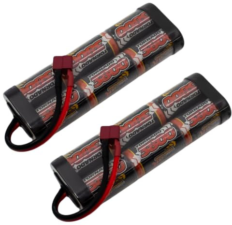 Overlander Batteries Twin Pack 3800mAh 7.2V NiMH RC Car Battery Pack with Deans Plug for Remote Control Cars, Monster Trucks and RC models - High Capacity, Low Self-Discharge, Rechargeable Batteries