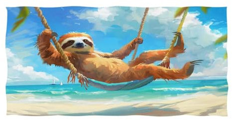 Mnsruu Strandtuch für Damen und Herren, Faultier Strandtuch, extra groß, Strandzubehör für Schwimmen, Pool, Camping, Yoga, Fitnessstudio, Sport