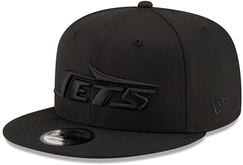 New Era NFL 9FIFTY Black On Black Adjustable Snapback Hat Cap One Size Fits All, New York Jets – Schwarz, Einheitsgröße